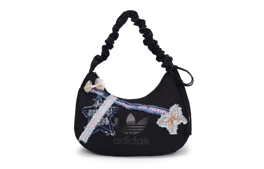 Adidas Originals Trefoil Canvas Brand Logo Symbol Cloud Bag, Handbag, Shoulder Bag Medium Women's Black
