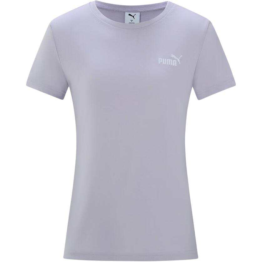 PUMA ESS T Shirts Women's Light Purple Crew Neck Moderate Straight Fit