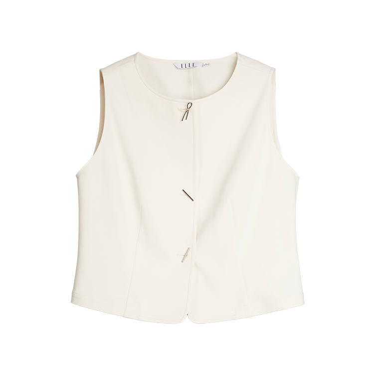 ELLE Vests Women's White Crew Neck Moderate