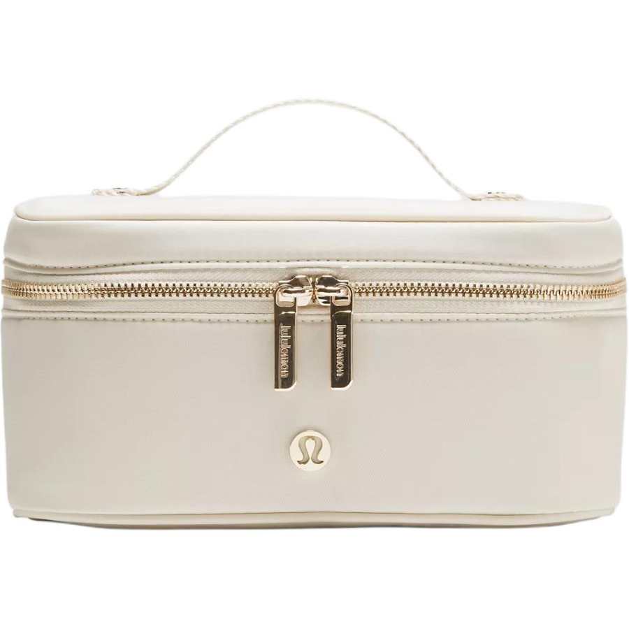 Lululemon Nylon Travel Storage Bag Unisex Light Ivory White & Oak Brown