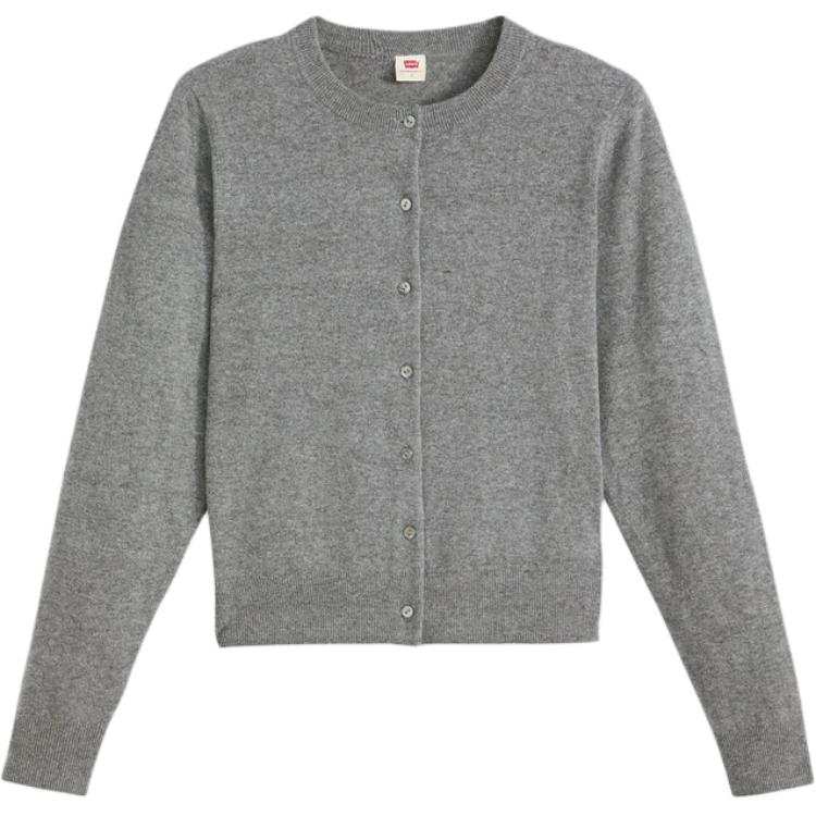 Levis Knitwear Women's Dark Gray Crew Neck Moderate Cardigan