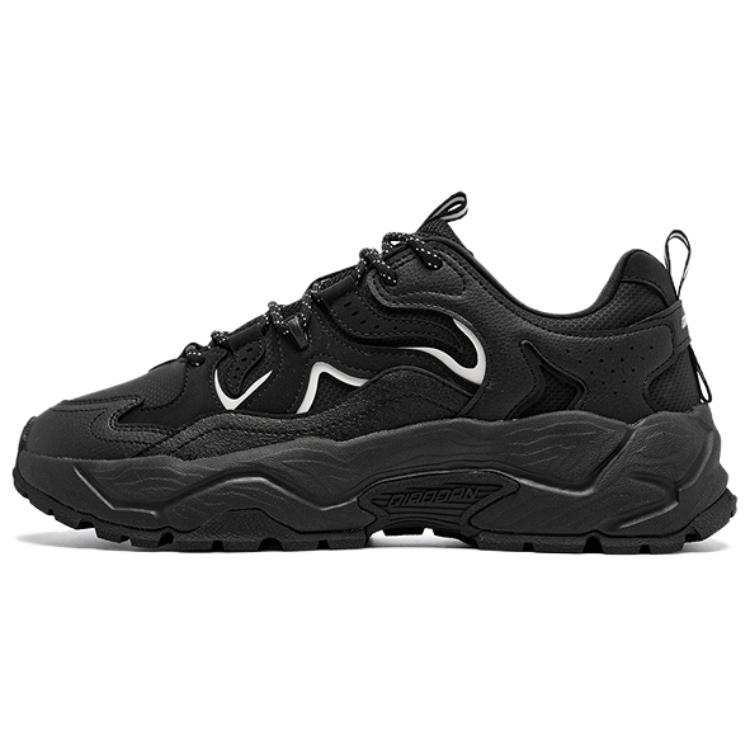 QIAODAN Abrasion Resistant Breathable Lightweight Height Increasing Rebound Low top Casual Shoes Men's Black