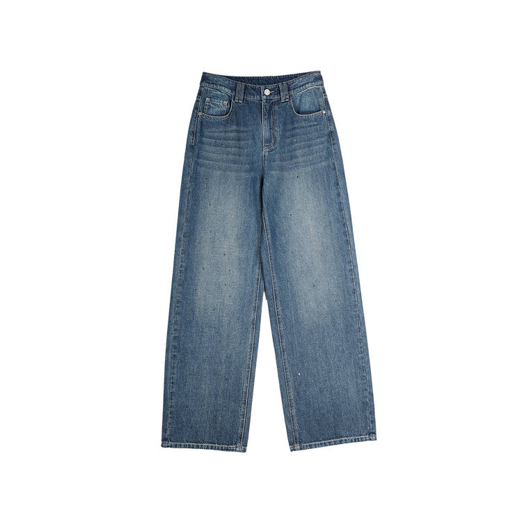 ELLE Jeans Women's Denim Blue Moderate Straight Fit Pants