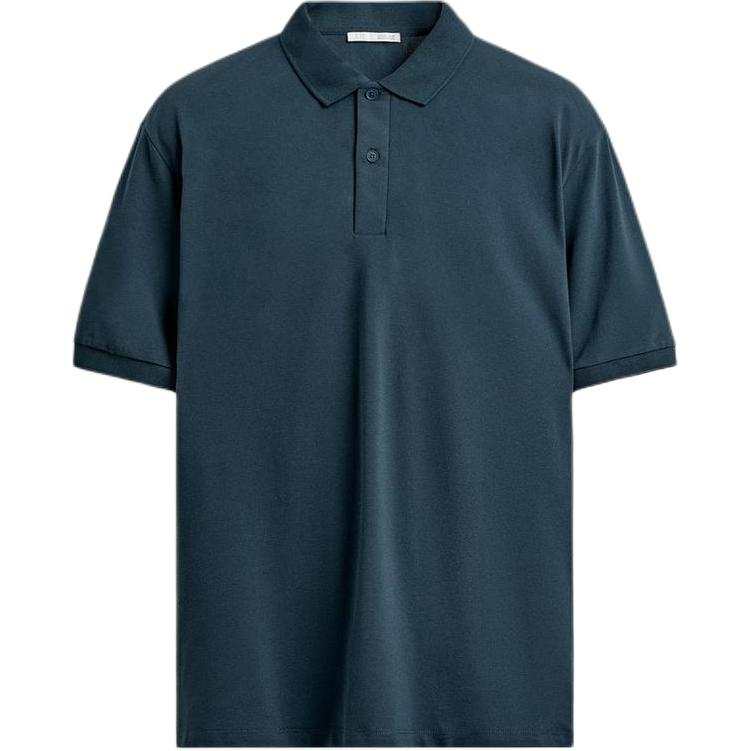 ZARA Polo Shirts Men's Petroleum Lapel Moderate Straight Fit