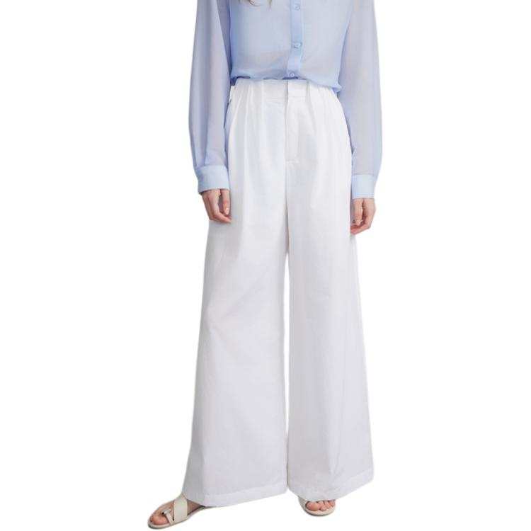 ELLE Casual Pants Women's White Moderate Wide Leg Pants