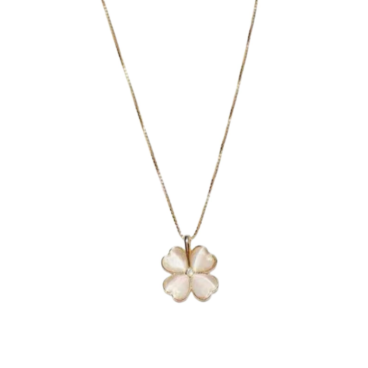 HOLLY RYAN Glass Cat's Eye Time To Turn Luck, Lucky Sweet Style Four Leaf Clover Necklace Women's