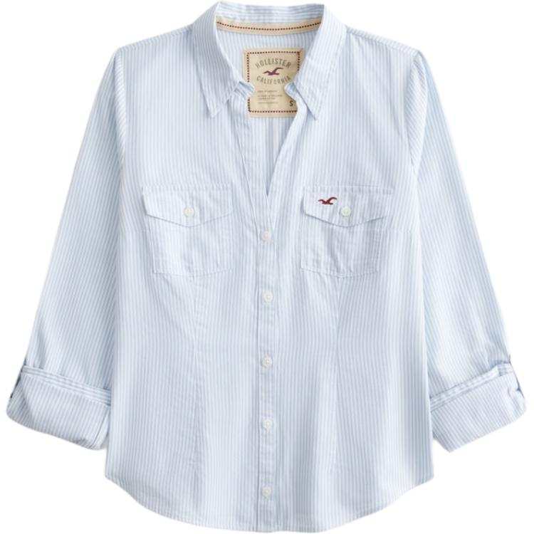 Hollister/ Shirts Women's White Stripes Lapel Moderate
