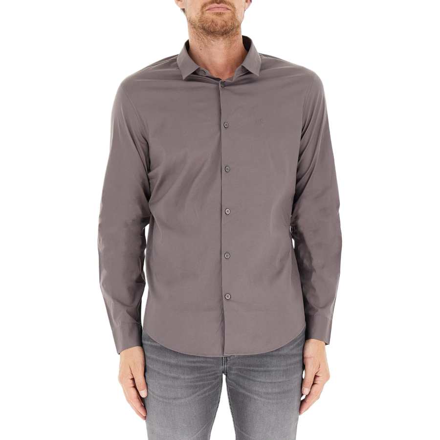 ARMANI EXCHANGE ARMANI EXCHANGE Shirts Men's Dark Gray Lapel Moderate