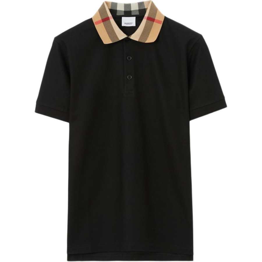 Burberry checked-collar cotton polo shirt