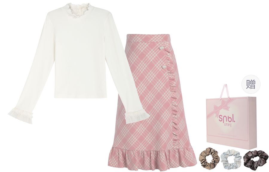 SNBL Two Piece Skirt Sets Women's Top+Skirt Moderate Mid Length
