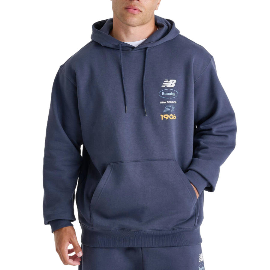 New Balance New Balance Sweatshirts Men's Marine Blue Hooded Non Detachable Moderate