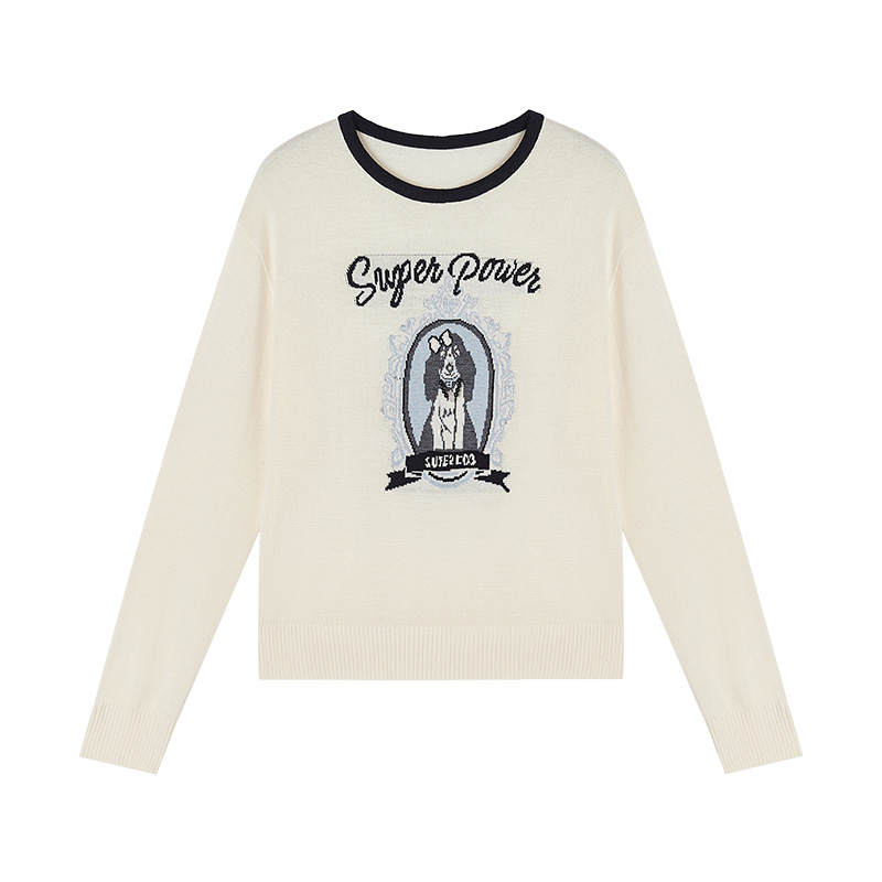 XIANGYING Knitwear Women's Navy Blue Crew Neck Moderate Base Layer