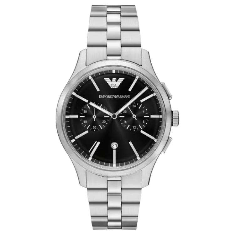 EMPORIO ARMANI Wrist Watches Quartz Movement Stainless Steel Strap 42mm Black Dial Men's Watches