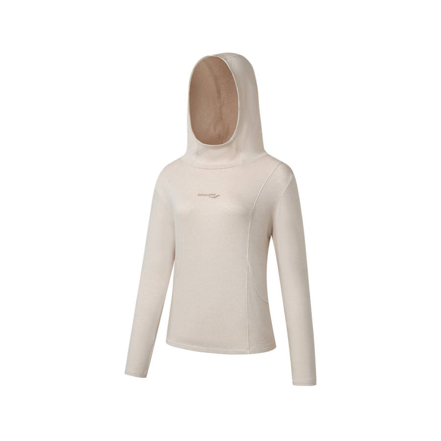 Saucony T Shirts Unisex Pearl Gray Hooded Moderate