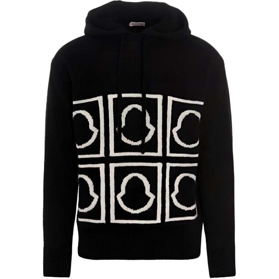 Moncler logo-intarsia knitted hoodie