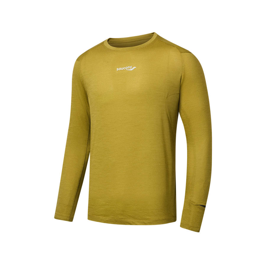 Saucony T Shirts Unisex Orange Yellow Crew Neck Moderate