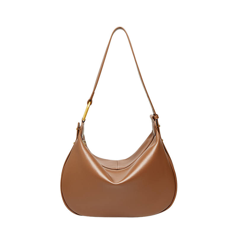 NALANDU Cow Leather Crossbody Bag, Shoulder Bag Large Women's Caramel Brown/Midnight Black