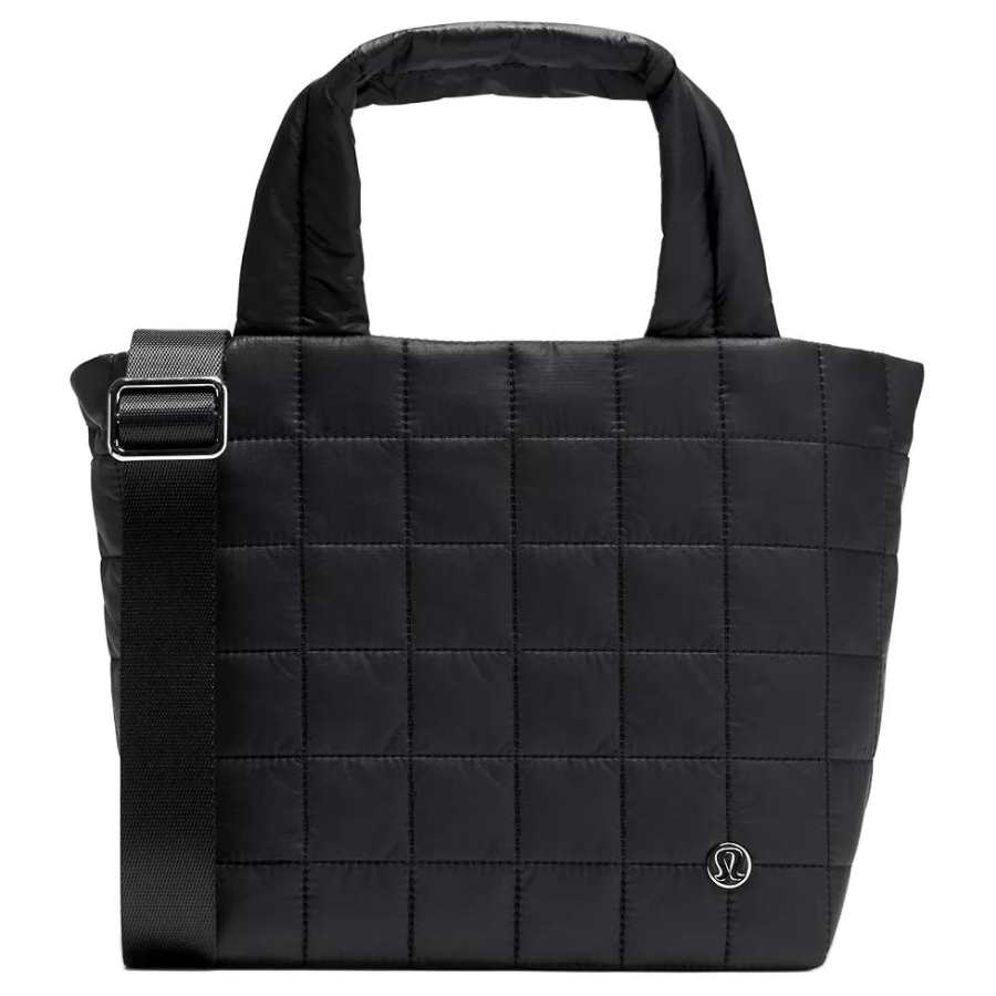Lululemon Quilted Nylon Tote Bag, Shopping Bag, Handbag Small Women's Black