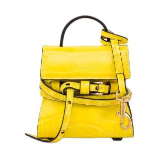 MOSCHINO Fabric With Cow Leather Coin Purse Women's Yellow