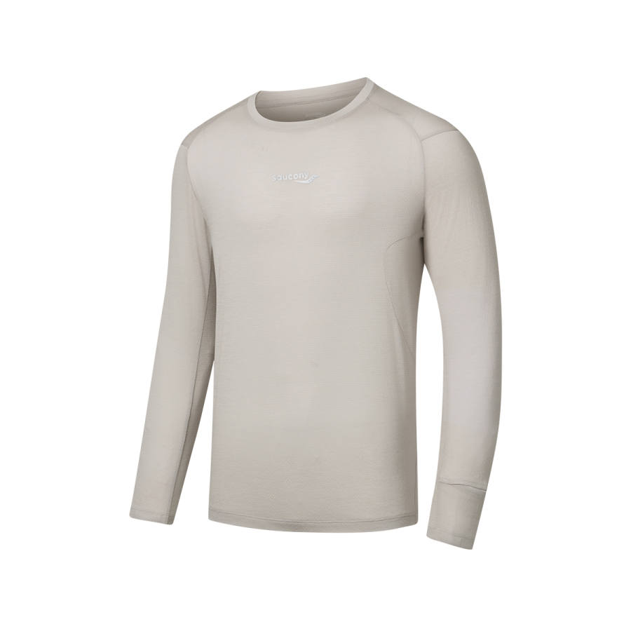 Saucony T Shirts Unisex Pearl Gray Crew Neck Moderate