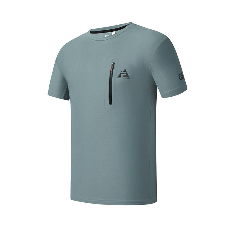 FILA Explorer T Shirts Men's Deep Island Blue Crew Neck Moderate Straight Fit