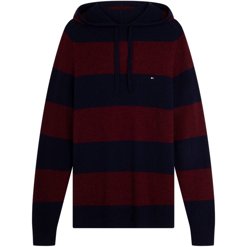 Tommy Hilfiger Sweaters Men's Red Blue Stripes 0A9 Hooded Moderate Other