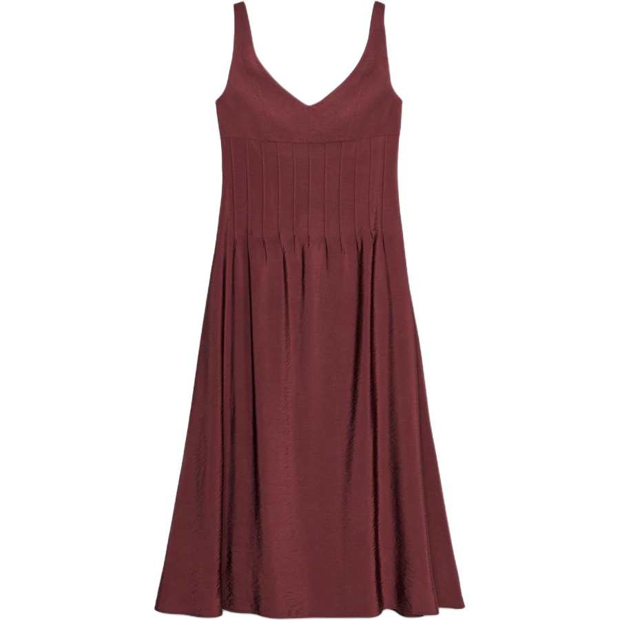 ZARA Slip Dresses Women's Dark Red V Neck Moderate Mid Length
