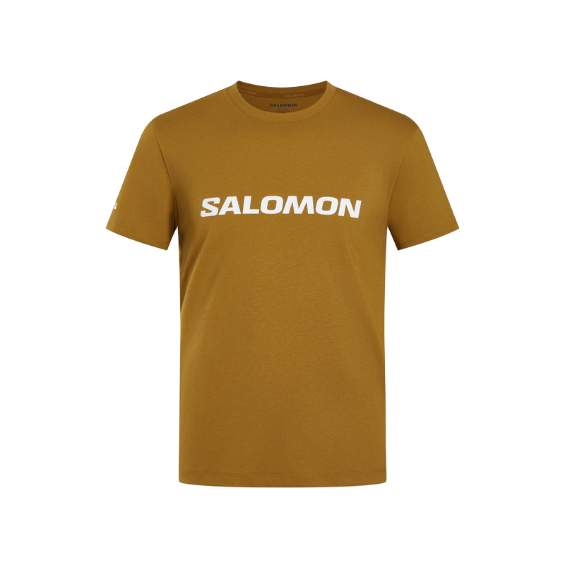 SALOMON T Shirts Men's Bright Olive Crew Neck Moderate