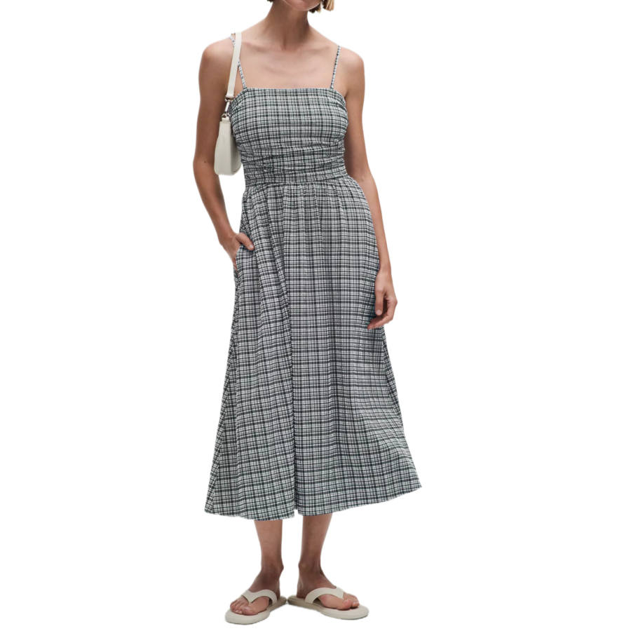 Lululemon Slip Dresses Women's BCWKBlister Check White Black Moderate Mid Length