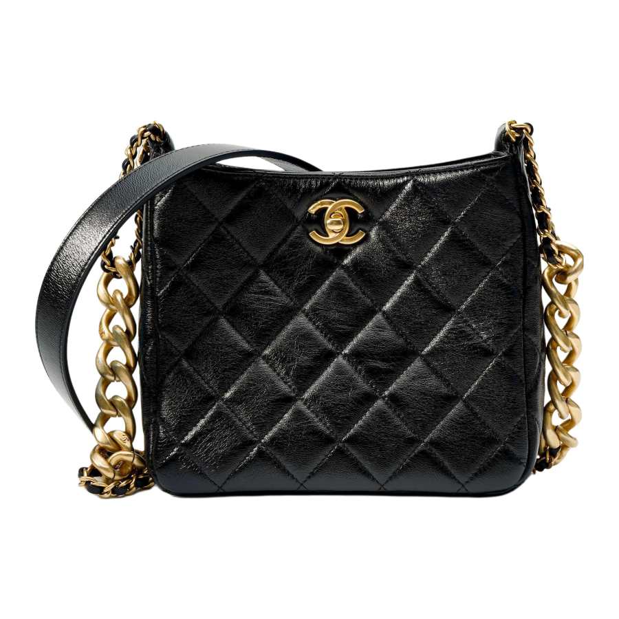 CHANEL Sheepskin Crossbody Bags Women's Black