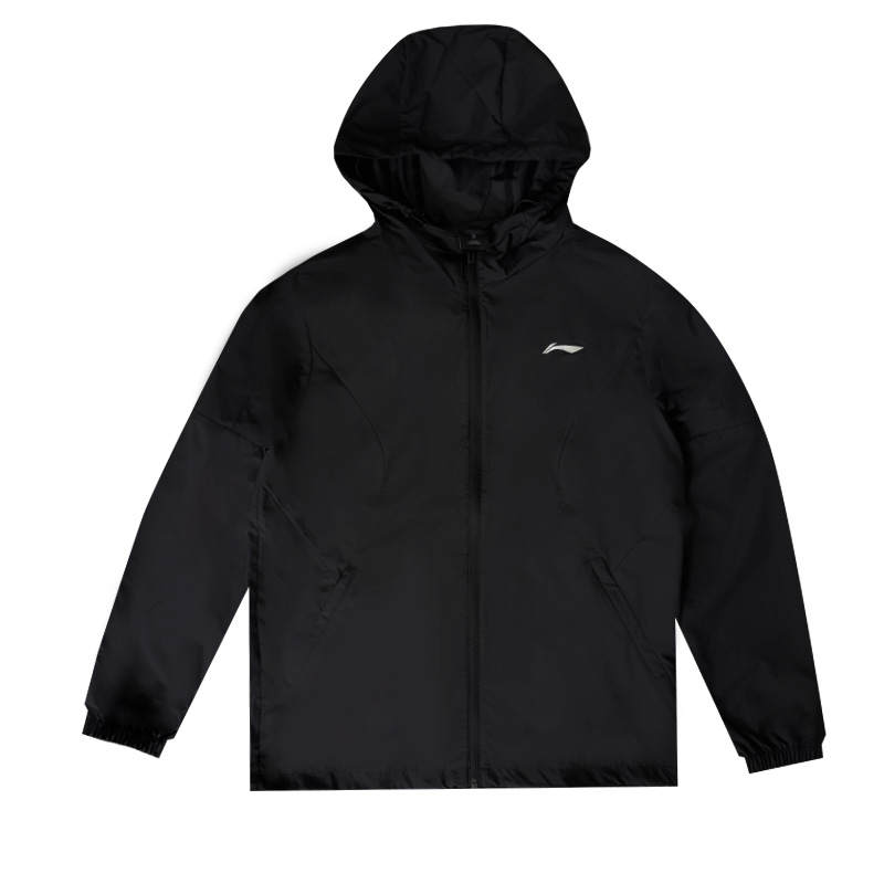 Li-Ning Li Ning Trench Coats Unisex Black Hooded Moderate
