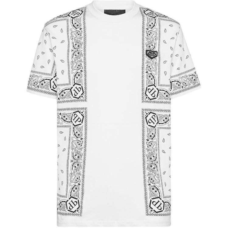 PHILIPP PLEIN T Shirts Men's White Crew Neck Moderate Straight Fit