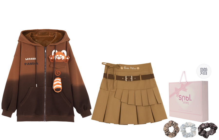 SNBL Two Piece Skirt Sets Women's Coat+Skirt Hooded Moderate Short