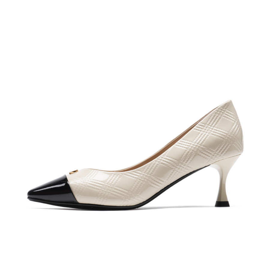Chrisdien Deny Top Grain Cow Leather Flared Heel High Heels Women's