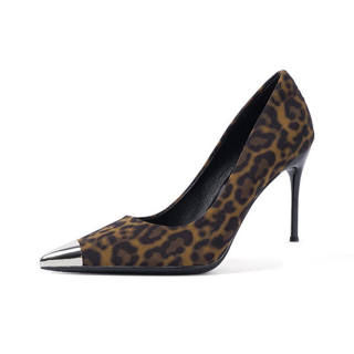 UMEK Slim Heel High Heels Women's Leopard Print
