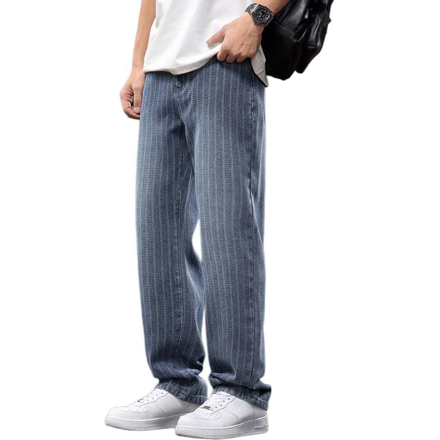 Tonlion Jeans Unisex Blue Moderate Straight Fit Pants