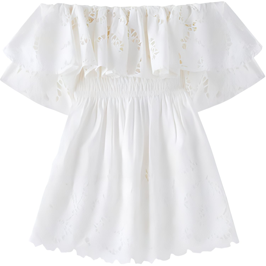 Self-portrait Self portrait Short Sleeved Dress Women's Pure White