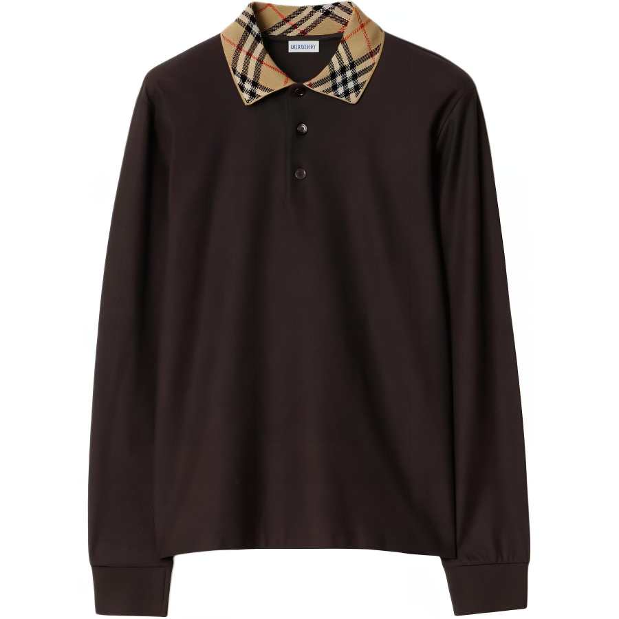 Burberry Check Collared Long Sleeved Polo Shirt