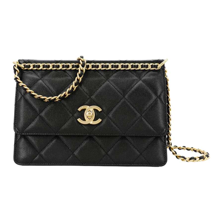 CHANEL Grain Embossed Calfskin Flap Bag, Shoulder Bag, Crossbody Bag Small Women's Black