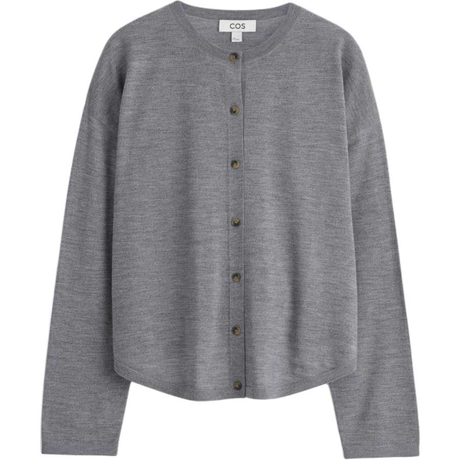 COS Knitwear Women's Gray Crew Neck Moderate Cardigan