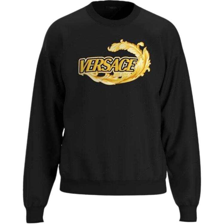 VERSACE Sweatshirts Men's Black Crew Neck Moderate Straight Fit