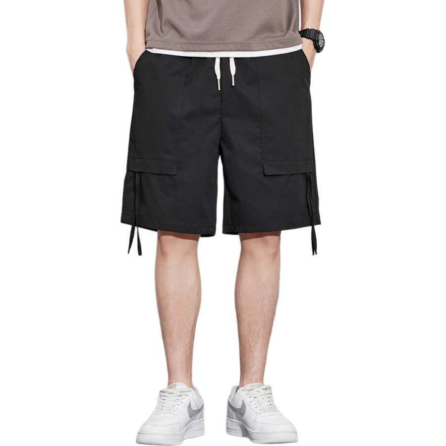 Tonlion Casual Shorts Unisex Black Thin