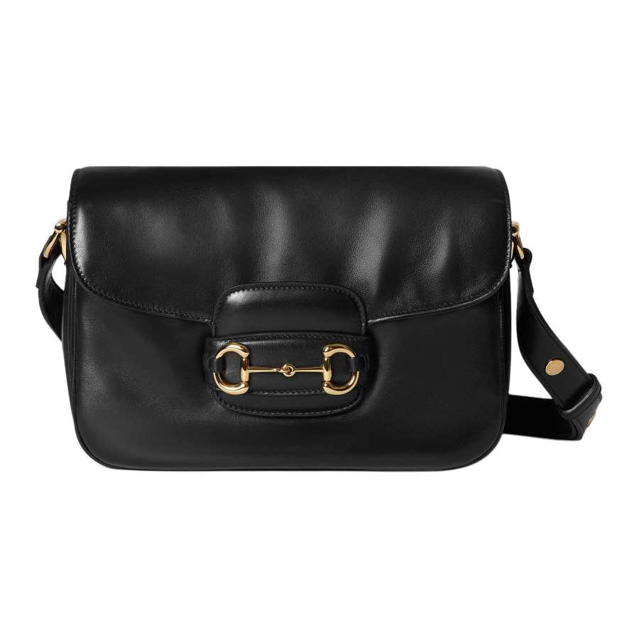 GUCCI Horsebit 1955 Leather Shoulder Bag Small Women's Black