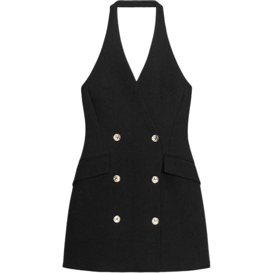 ZARA Slip Dresses Women's Black Halter Moderate Short