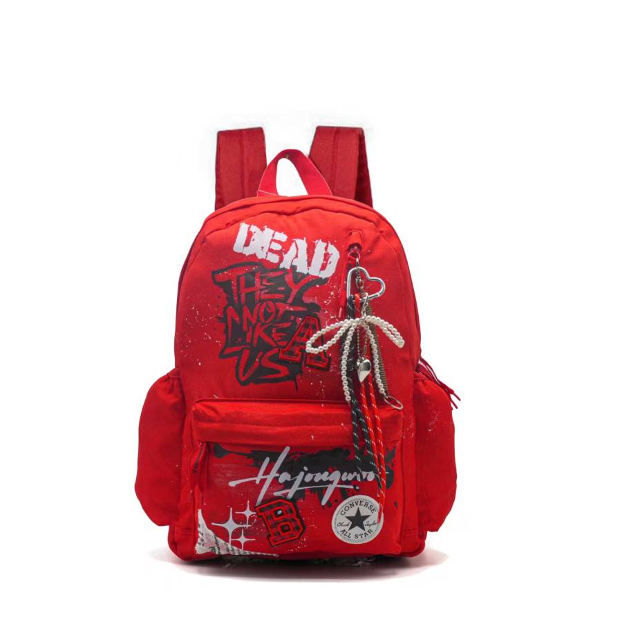 Converse Converse Polyester Rock Graffiti, Footprint Innovation Backpack Unisex Black White