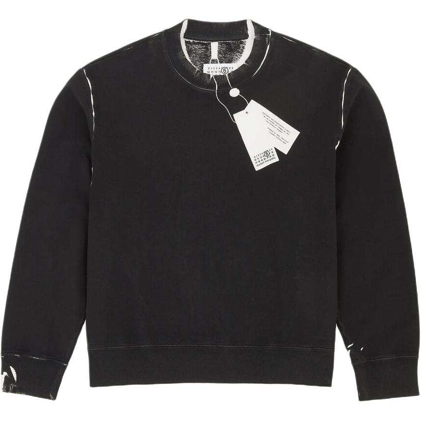 MM6 Maison Margiela Branded Tag Printed Distressed Sweatshirt