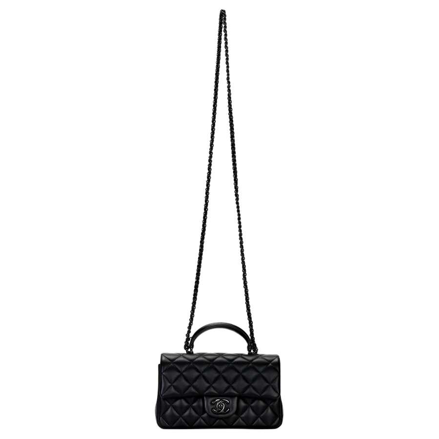 CHANEL Classic Flap CF Leather Crossbody Handbag Women's Black