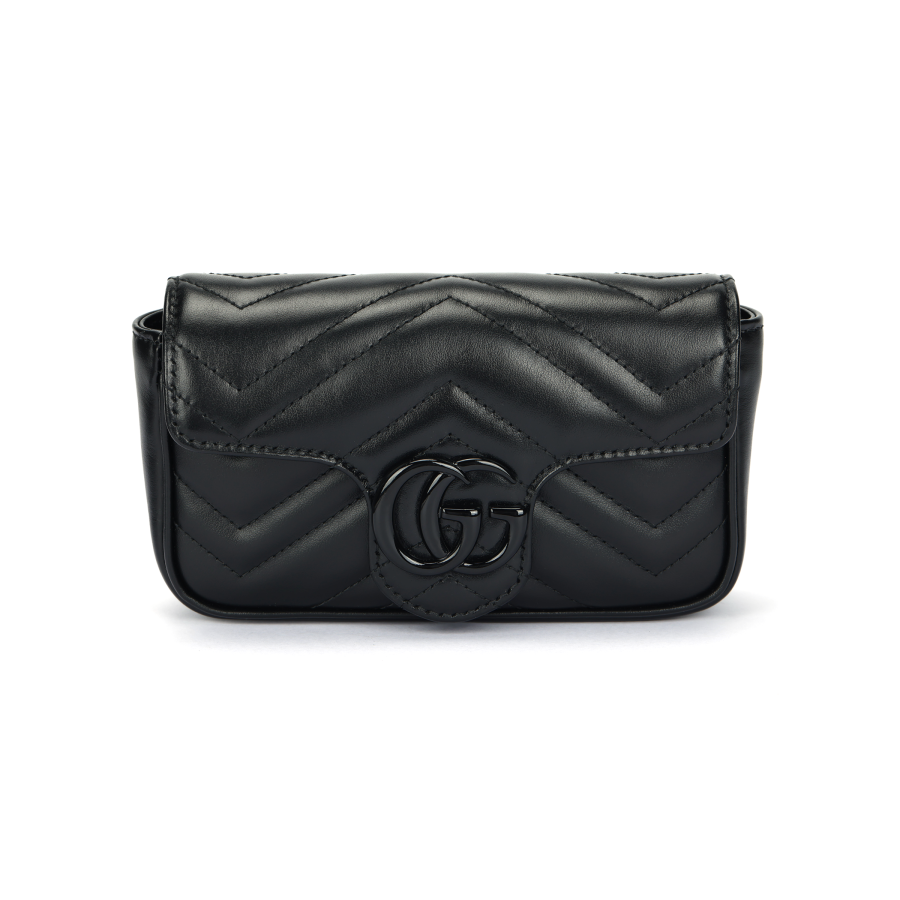 GUCCI GG Marmont Leather Shoulder Bag, Crossbody Bag Extra Mini Women's Black