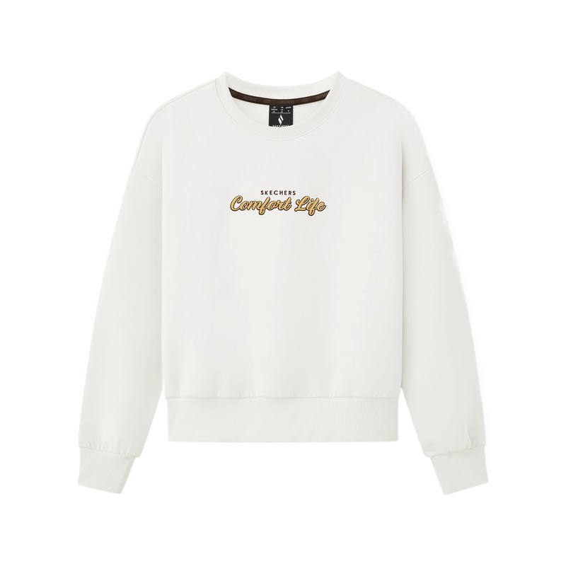 Skechers Sweatshirts Women's Marshmallow White 0074 Crew Neck Moderate Regular