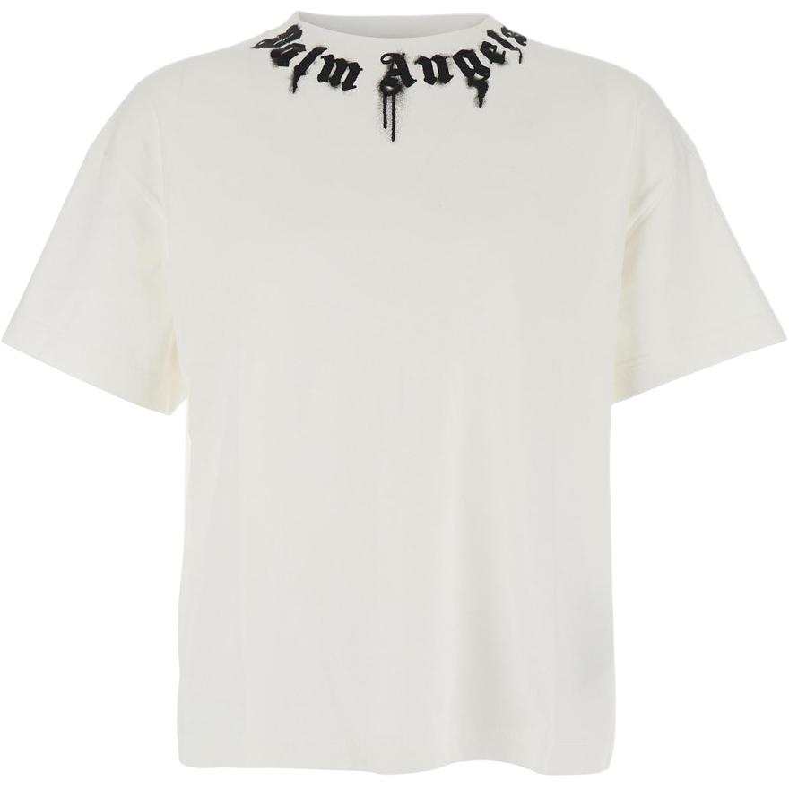PALM ANGELS Neck Logo Printed Crewneck T Shirt